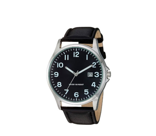 Black/Silver Essential Men's Easy To Read Strap Watch