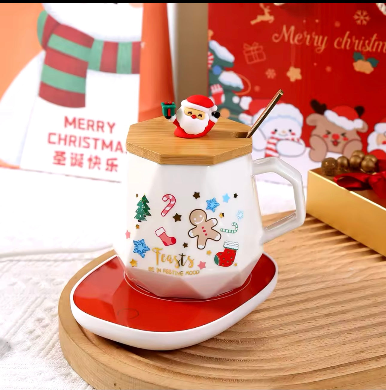 Christmas Mug With Heating Plate Set