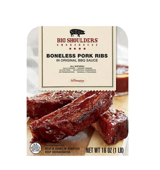 Big Shoulder Smokehouse Boneless Pork Ribs Original BBQ Sauce