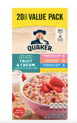 Quaker Instant Oatmeal Fruit & Cream Variety Pack 8ct